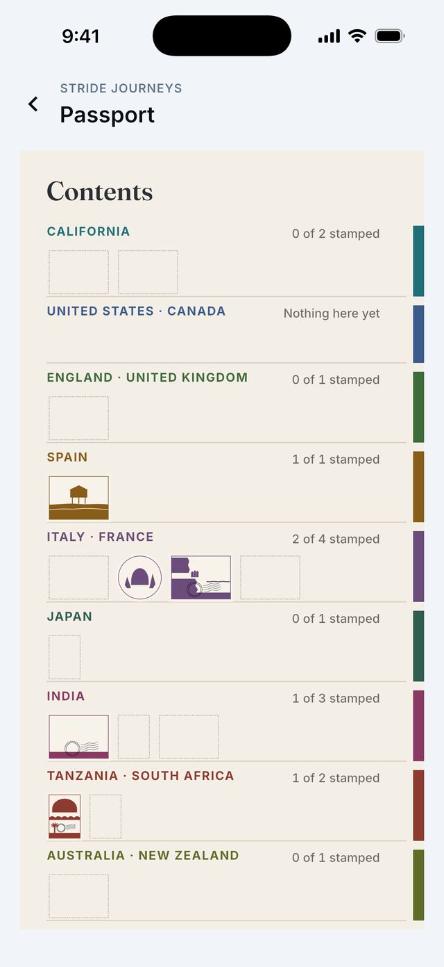 Inside: your countries and stamps.