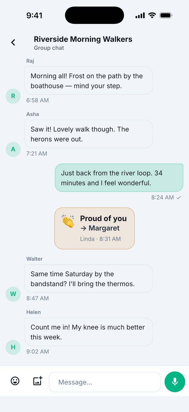 Group chat with messages and cheers.
