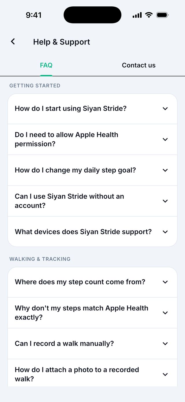Help & Support in the app.